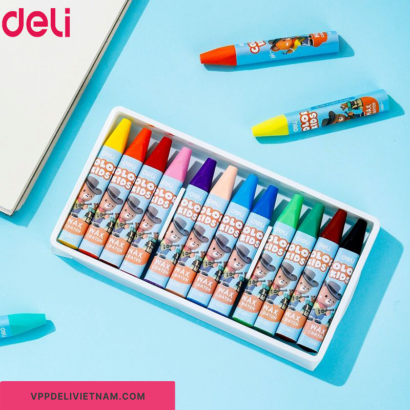Bút sáp màu thân tam giác Deli EC221-12 màu - Ảnh 2