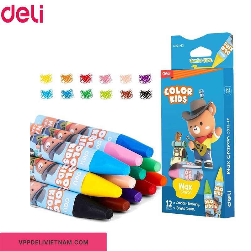 Bút sáp màu thân tam giác Deli EC221-12 màu
