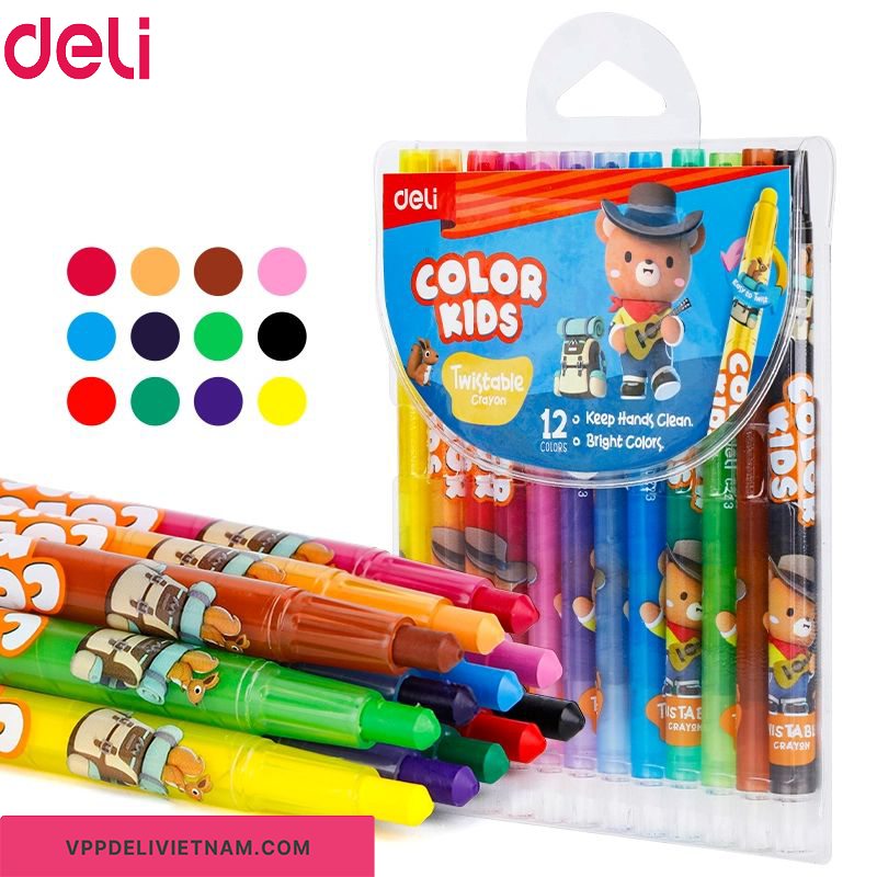 Bút sáp 24 màu vặn Deli EC223-24 - Ảnh 3