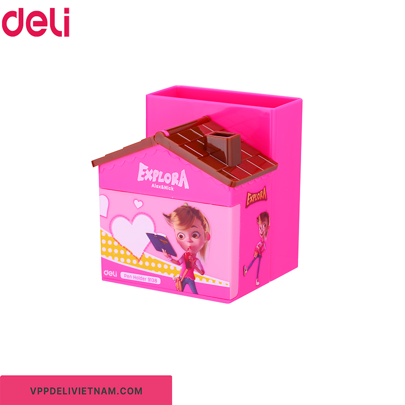 Hộp cắm bút nhựa hình ngôi nhà Deli E9138 - Ảnh 4