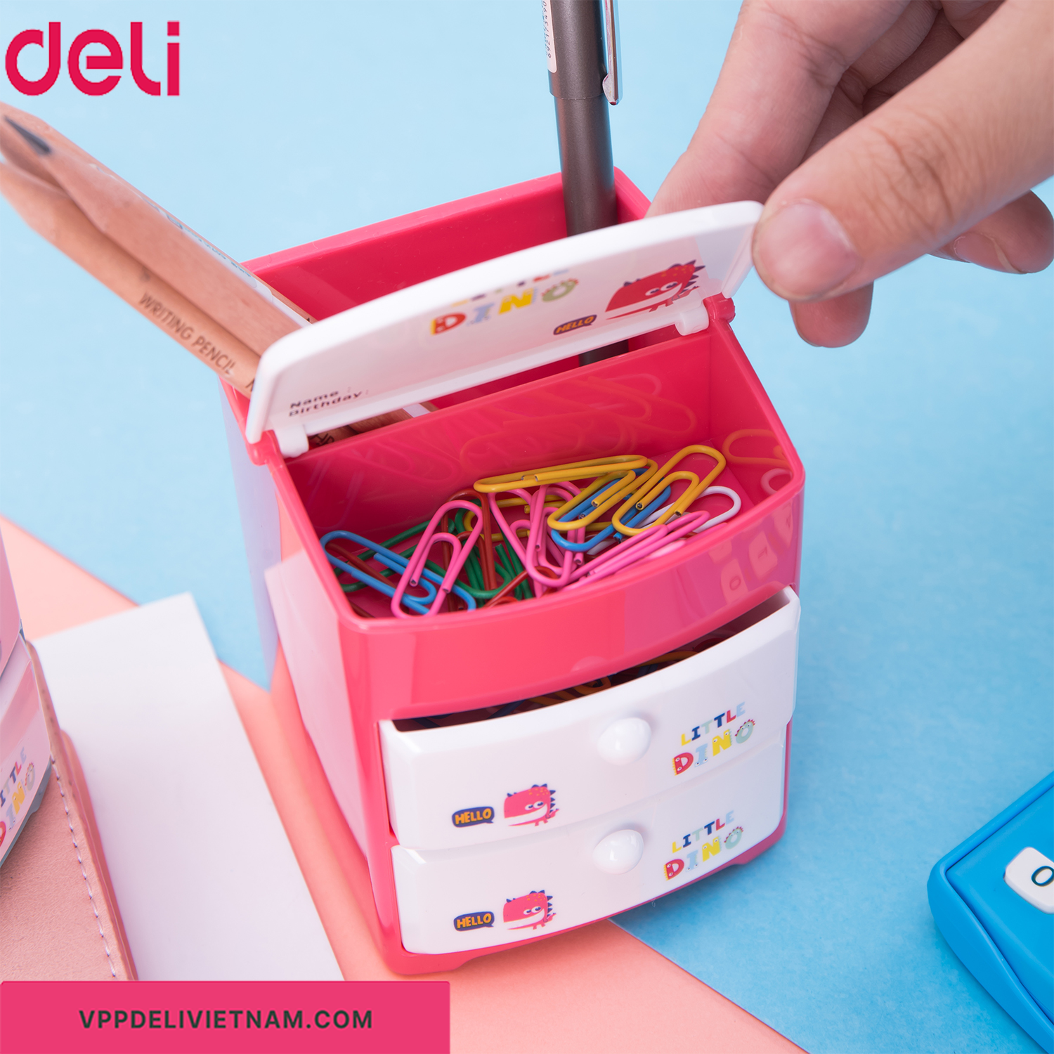 Hộp cắm bút nhựa Deli E9136 - Ảnh 4