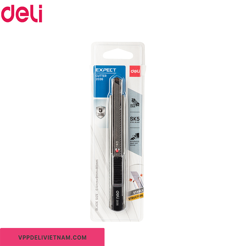Dao rọc giấy Deli E2036 – Lưỡi dao 9mm