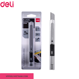 Dao rọc giấy nhỏ Deli E2058 thân inox – Lưỡi dao 9mm