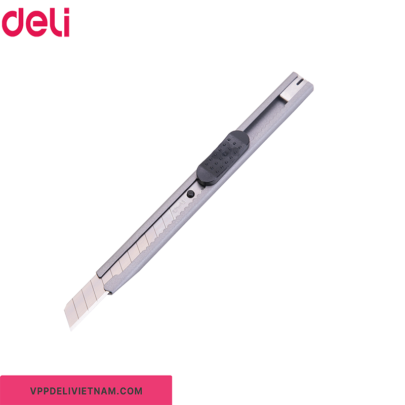 Dao rọc giấy nhỏ thân inox Deli 2053 – Lưỡi 9mm