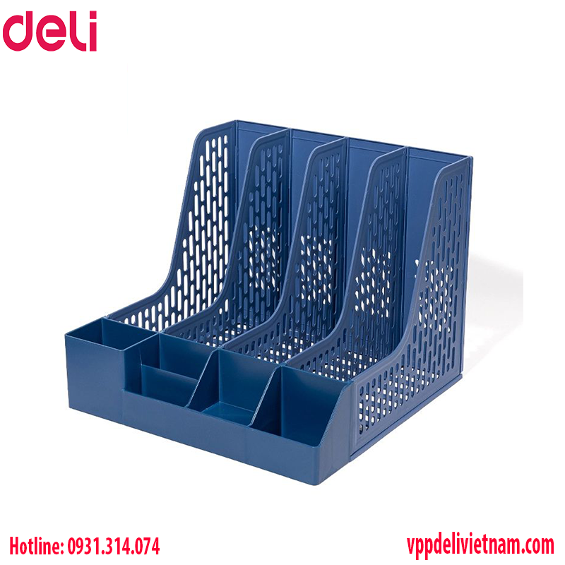 Giá tài liệu và hộp bút 4 ngăn Deli E9849 - Đen/Xanh/Xám - Ảnh 5