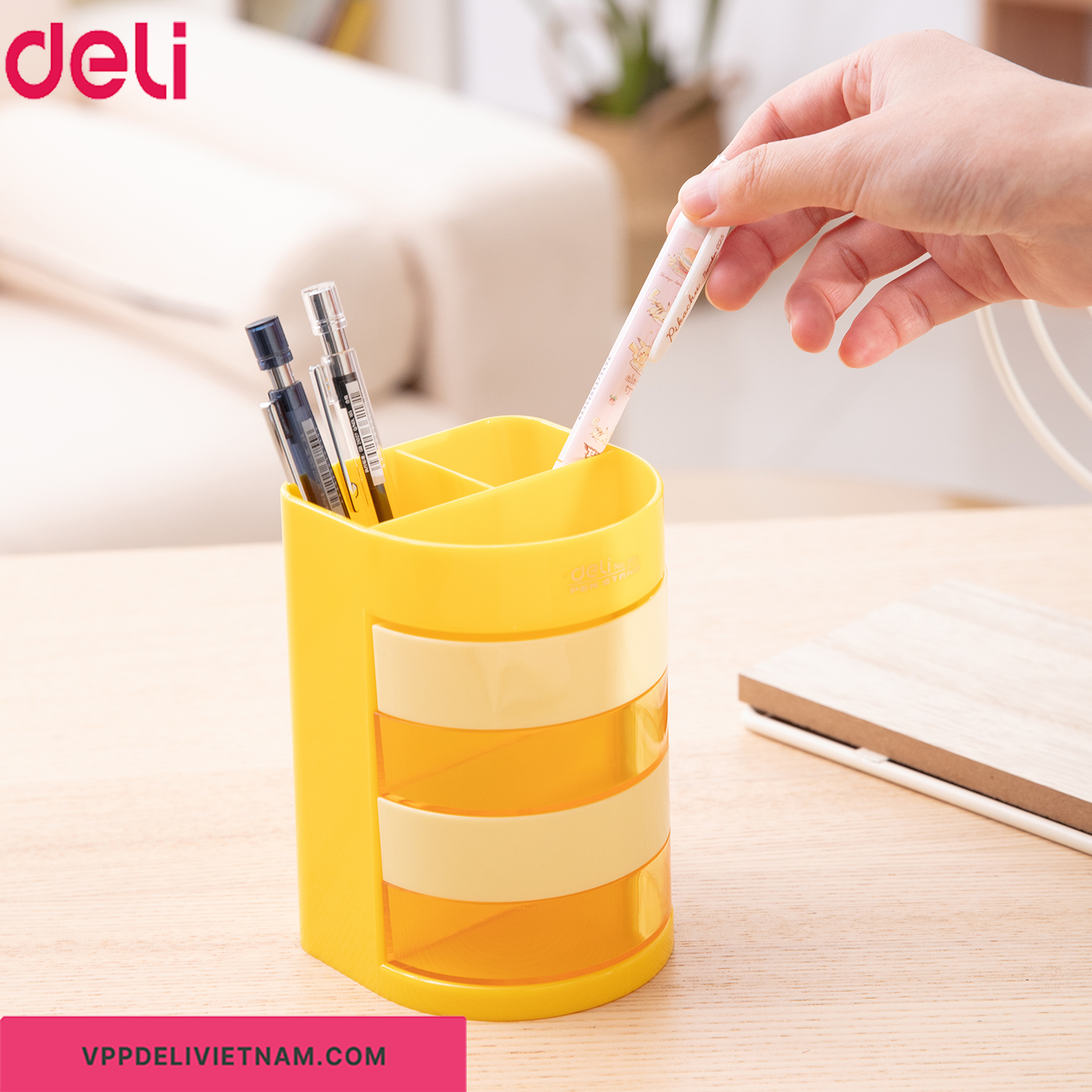 Hộp cắm bút nhựa Deli E904 - Ảnh 3