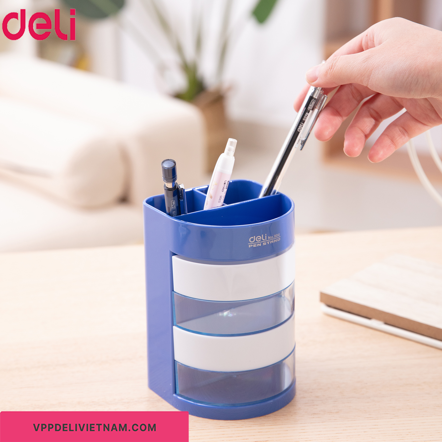 Hộp cắm bút nhựa Deli E904 - Ảnh 4