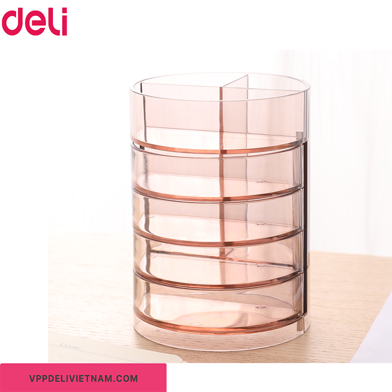 Hộp cắm bút nhựa tròn nhiều ngăn Deli E906 - Ảnh 2