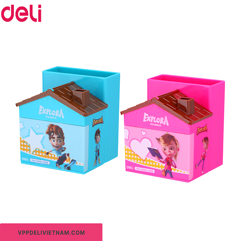 Hộp cắm bút nhựa hình ngôi nhà Deli E9138