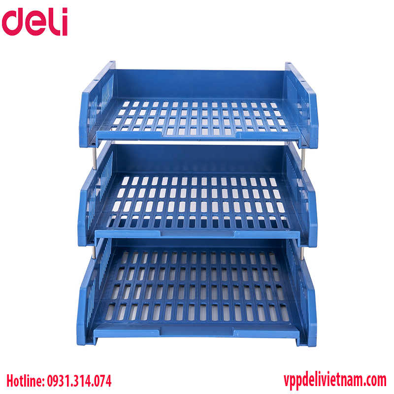Kệ đựng tài liệu 3 tầng Deli EZ612-VN màu xanh - Ảnh 2