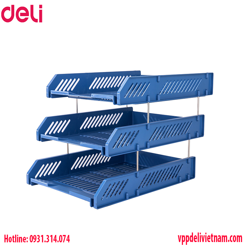 Kệ đựng tài liệu 3 tầng Deli EZ612-VN màu xanh