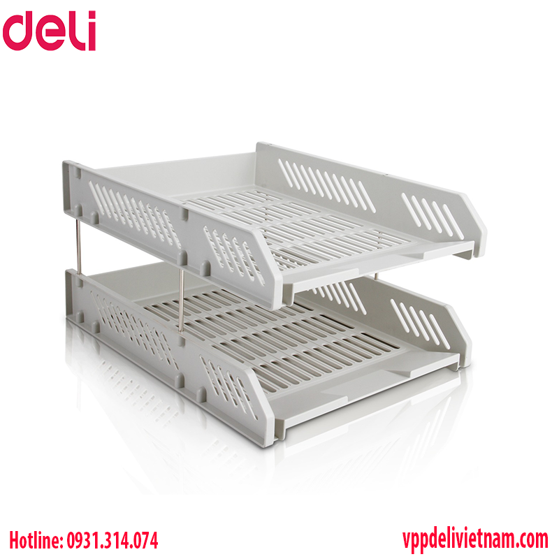 Kệ đựng tài liệu 2 tầng Deli EZ611-VN màu xám