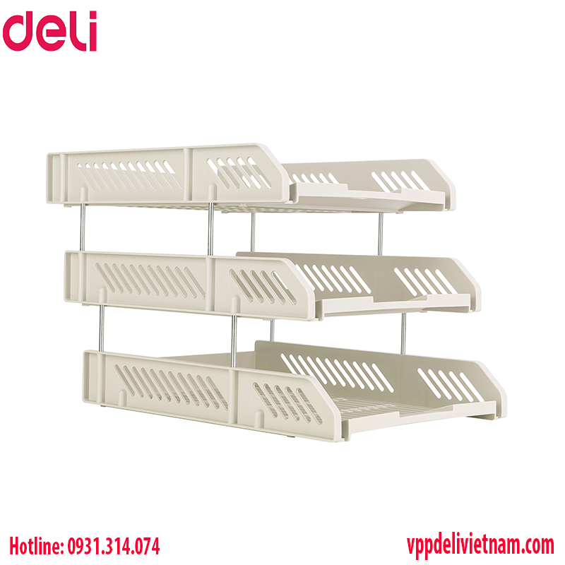 Khay đựng tài liệu 3 tầng Deli E9209 màu xanh - Ảnh 6