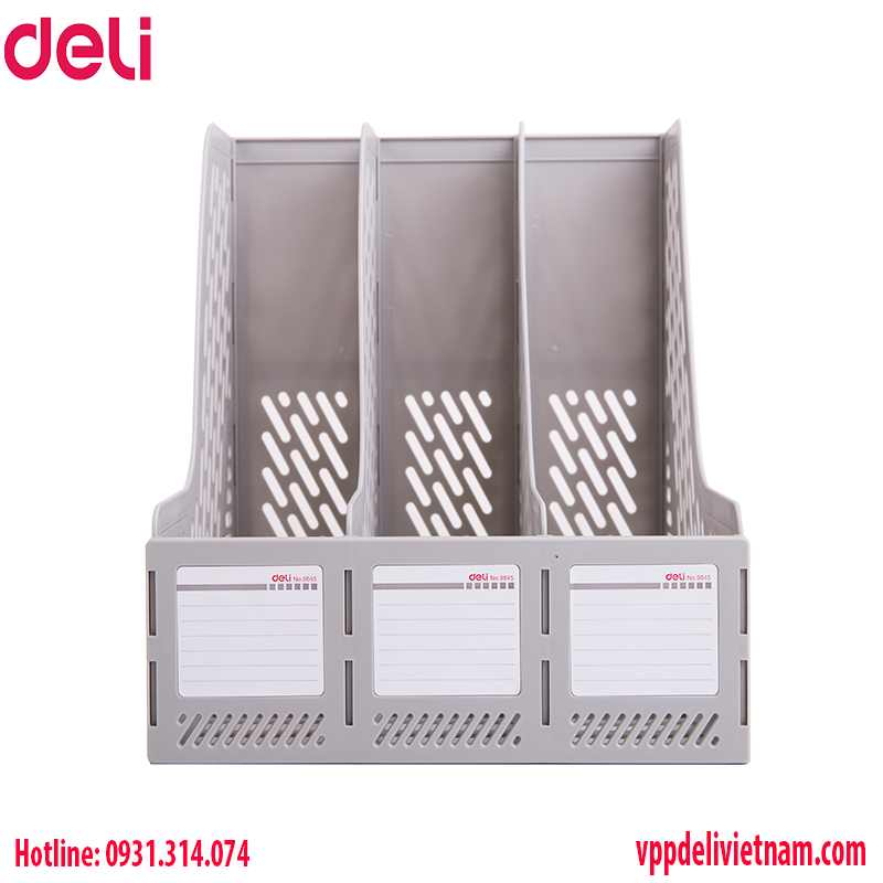 Khay tài liệu 3 ngăn đứng Deli E9845 Xanh/Xám/Đen - Ảnh 7