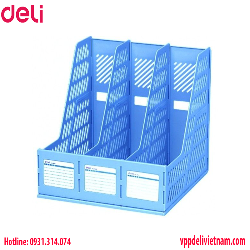 Khay tài liệu 3 ngăn đứng Deli E9845 Xanh/Xám/Đen - Ảnh 8