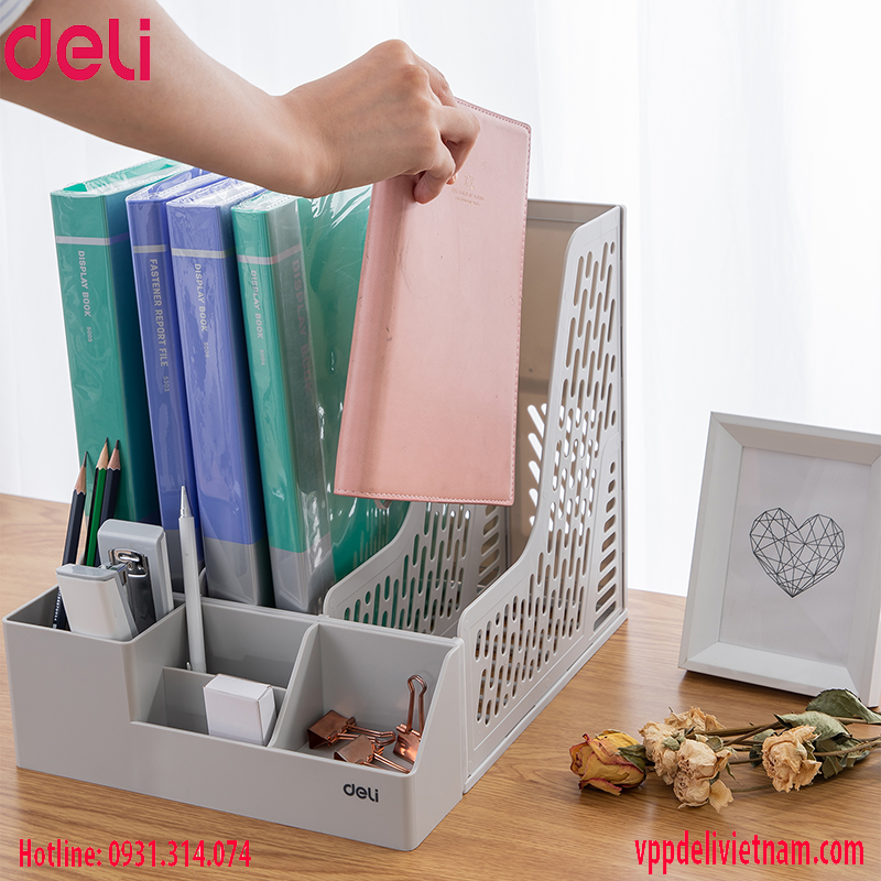Giá tài liệu Màu xám Deli EZ00112 - 3 ngăn đứng - Ảnh 5