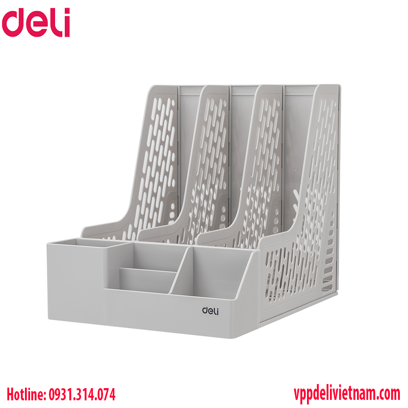 Giá tài liệu Màu xám Deli EZ00112 - 3 ngăn đứng