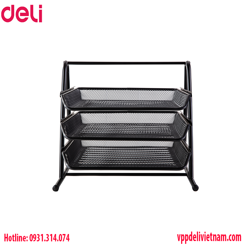 Khay đựng tài liệu 3 tầng Deli E9181 (màu đen) - Ảnh 3