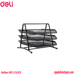 Khay đựng tài liệu 3 tầng Deli E9181 (màu đen)