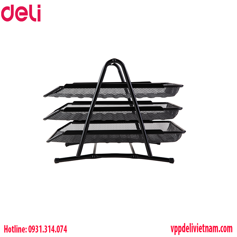 Khay đựng tài liệu 3 tầng Deli E9181 (màu đen) - Ảnh 5