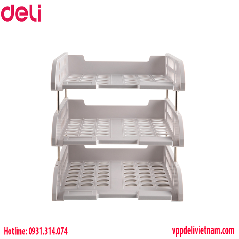 Kệ đựng tài liệu 3 tầng Deli E9217 màu xám, màu đen - Ảnh 5