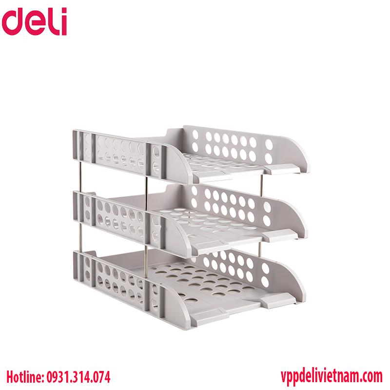 Kệ đựng tài liệu 3 tầng Deli E9217 màu xám, màu đen - Ảnh 7