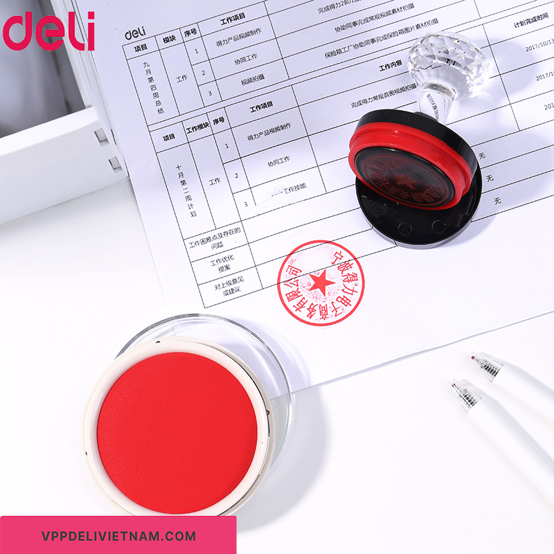 Hộp mực dấu Deli-E9863 Stamp Pad - Ảnh 5