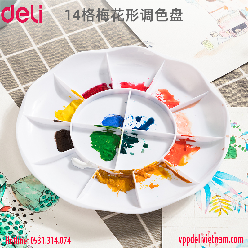Khay pha màu Deli 68306_size lớn_Màu trắng
