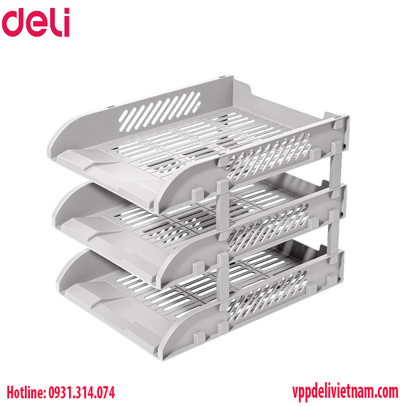 Kệ đựng tài liệu 3 tầng Deli E9213 – màu Đen/Xanh/Xám - Ảnh 6