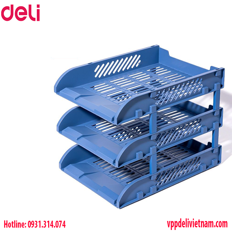 Kệ đựng tài liệu 3 tầng Deli E9213 – màu Đen/Xanh/Xám - Ảnh 7