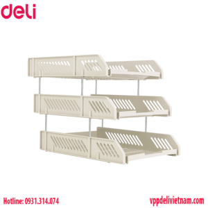Giá tài liệu 3 tầng Deli EZ613-VN màu xám
