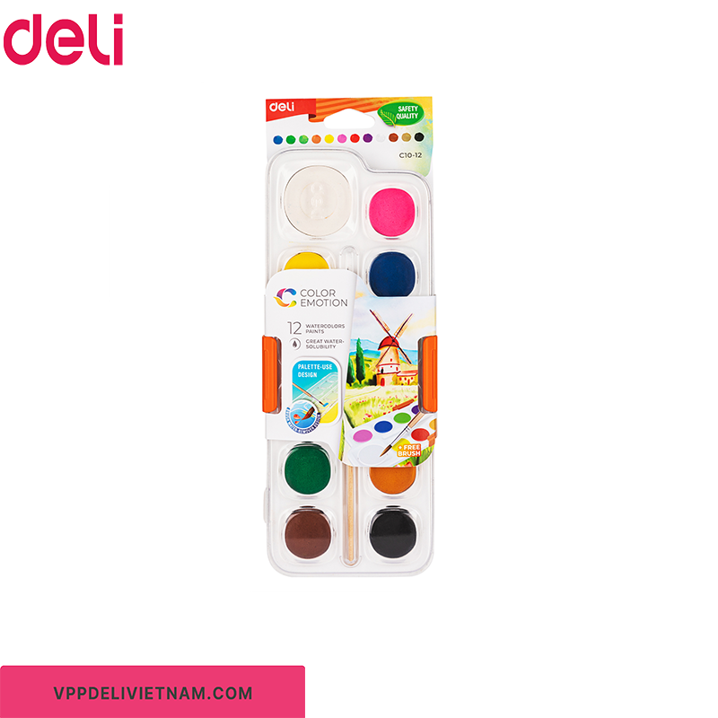 Màu nước dạng nén Deli EC10–8/12/21 màu - Ảnh 9