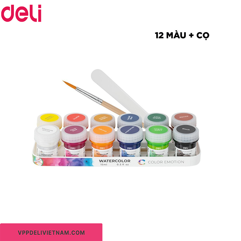 Màu nước Emotion Deli EC22 – Bộ 6, 8, 12 màu hũ 15ml