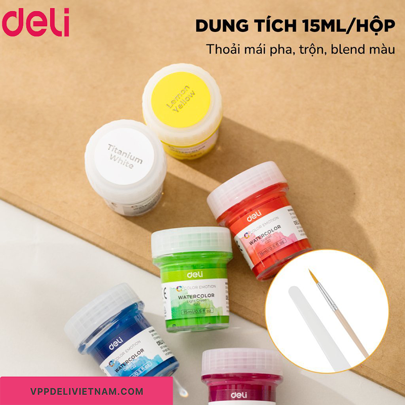 Màu nước Emotion Deli EC22 – Bộ 6, 8, 12 màu hũ 15ml - Ảnh 7
