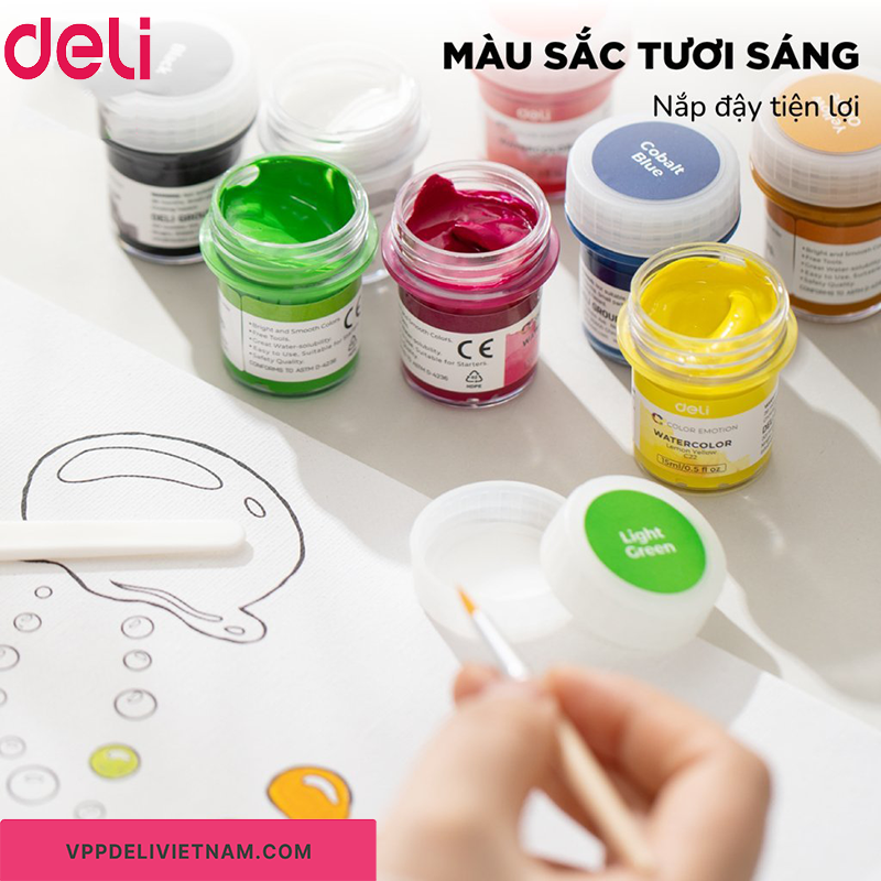 Màu nước Emotion Deli EC22 – Bộ 6, 8, 12 màu hũ 15ml - Ảnh 4