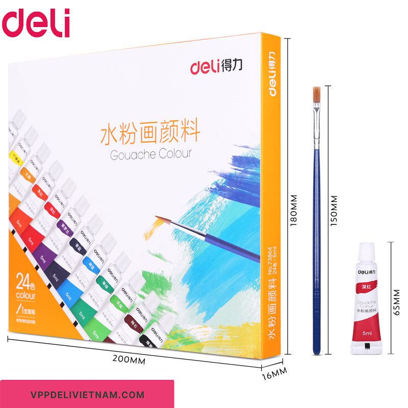 Màu nước Gouache Deli 73864 – Bộ 24 tuýp 5ml - Ảnh 4