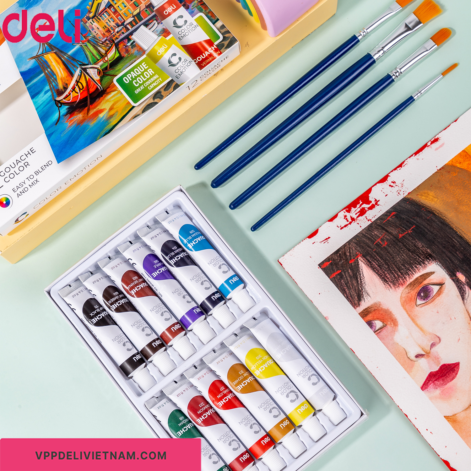 Màu nước Gouache Deli EC11 – Bộ 5/12/24 màu tuýp 12ml - Ảnh 5