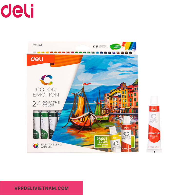 Màu nước Gouache Deli EC11 – Bộ 5/12/24 màu tuýp 12ml - Ảnh 8