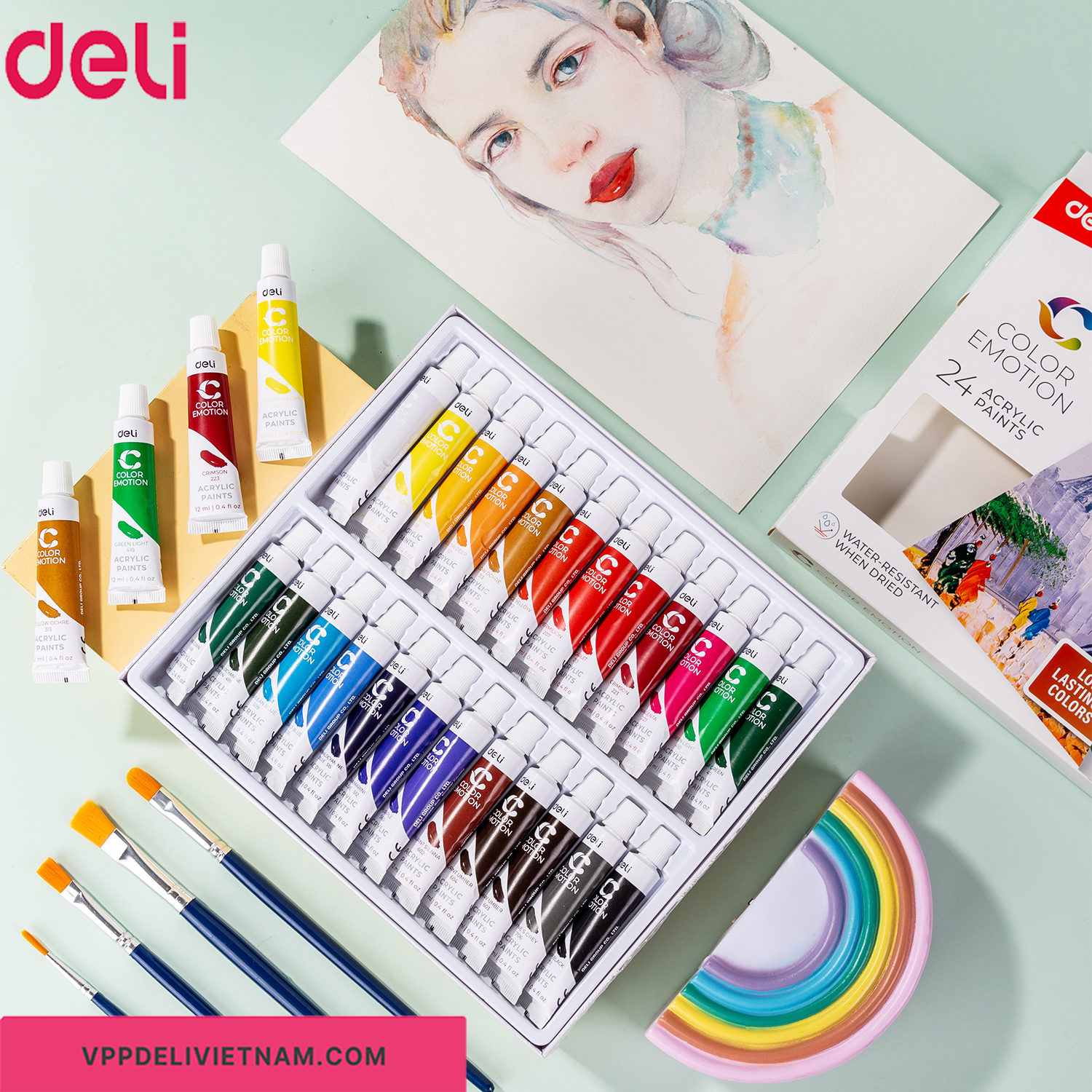 Màu nước Gouache Deli EC11 – Bộ 5/12/24 màu tuýp 12ml - Ảnh 7