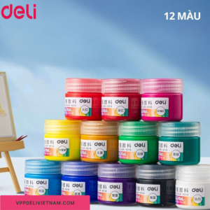 Màu nước Gouache Deli HS114-12 – Bộ 12 hũ 18ml