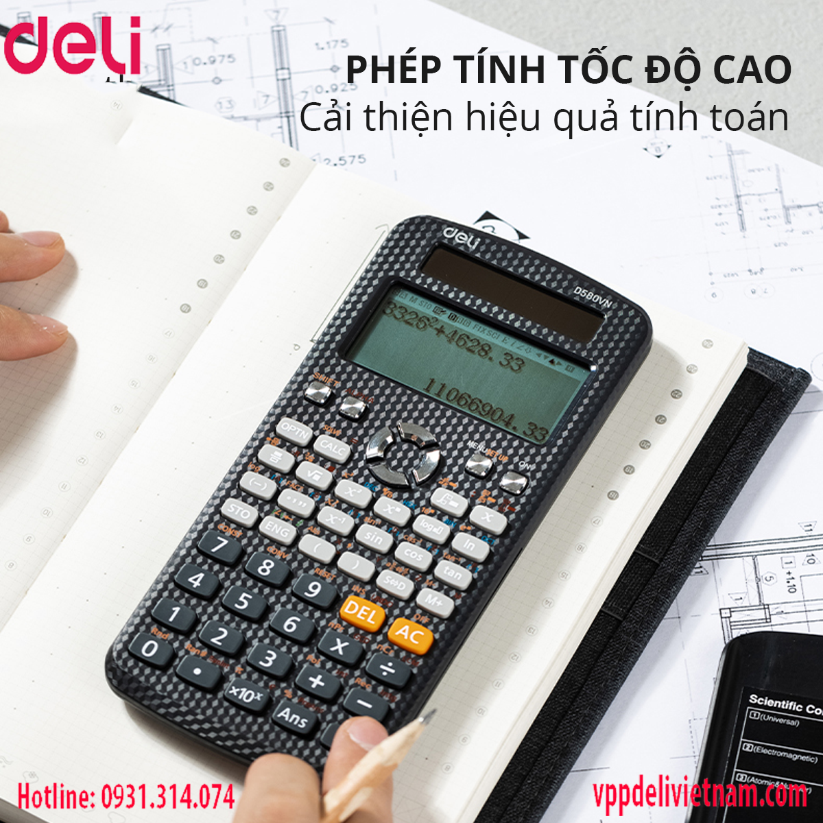 Máy tinh cầm tay Deli WD580VN - Màu Đen - Ảnh 3