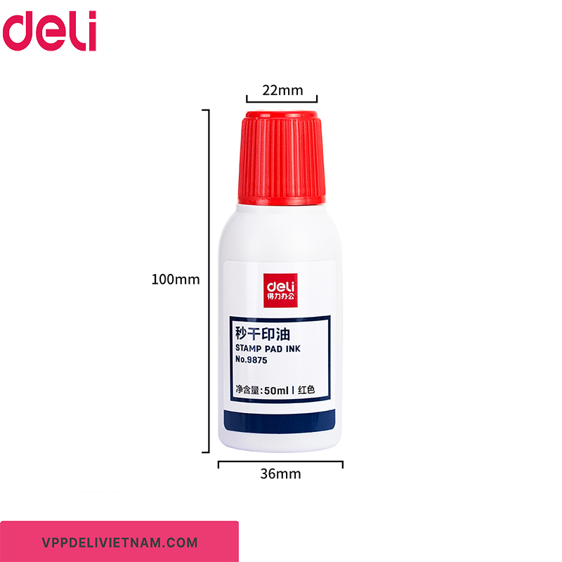 Mực dấu màu đỏ Deli-E9875 50ml - Ảnh 2