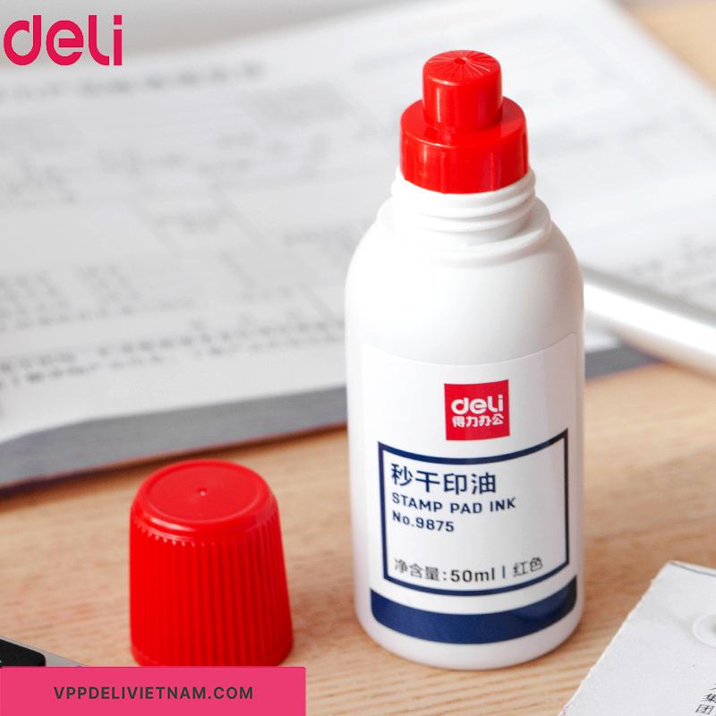Mực dấu màu đỏ Deli-E9875 50ml - Ảnh 4