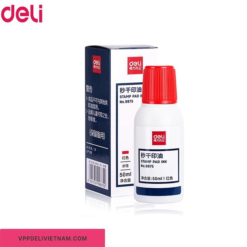 Mực dấu màu đỏ Deli-E9875 50ml