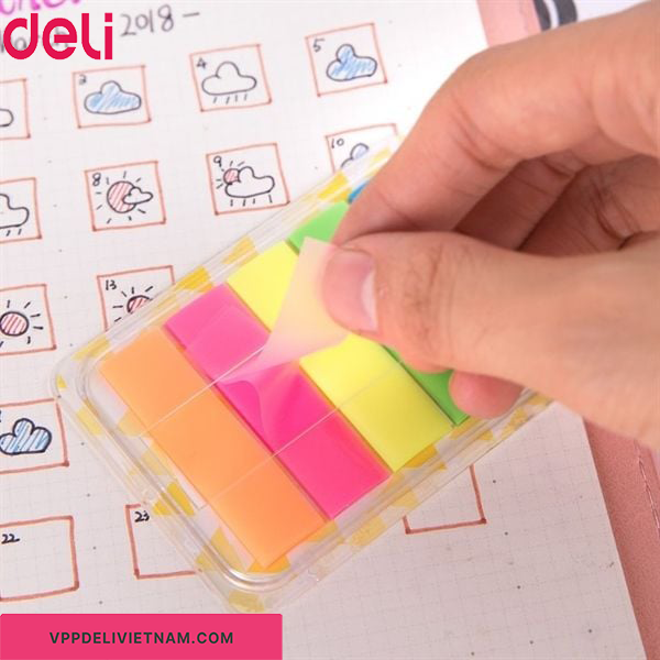 Note nhựa phân trang 5 màu Deli EA10202 - Ảnh 3