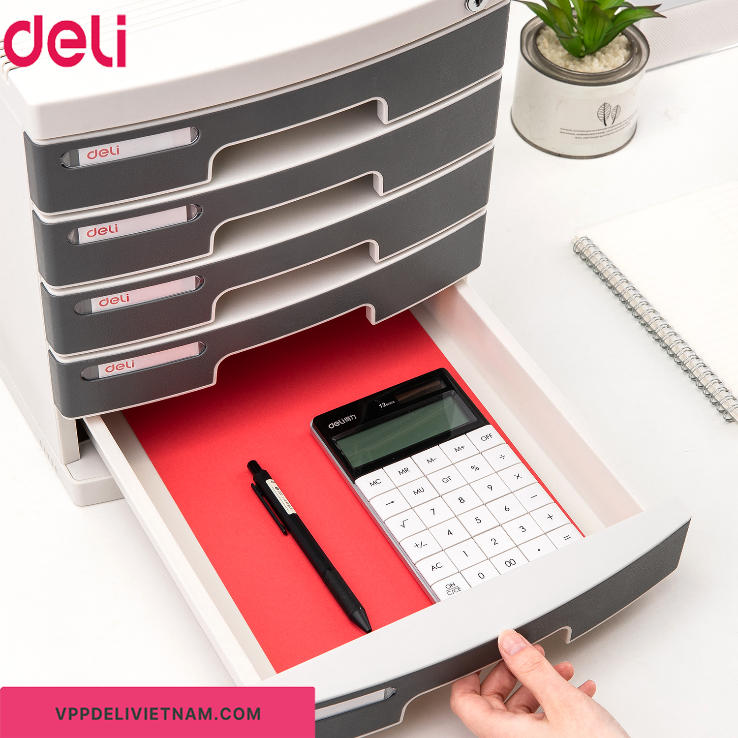 Tủ đựng hồ sơ 5 ngăn Deli E8855 có khóa - Ảnh 3