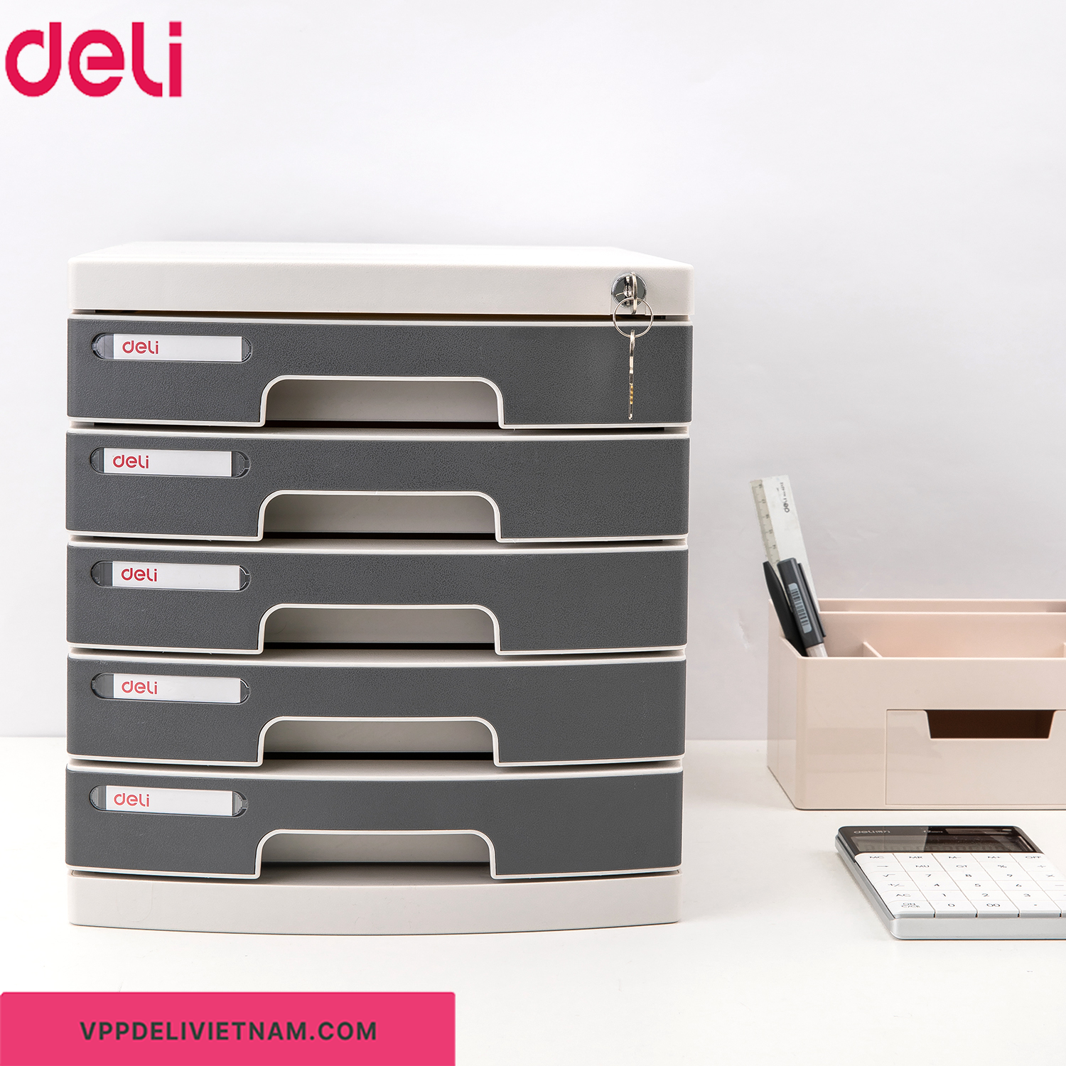 Tủ đựng hồ sơ 5 ngăn Deli E8855 có khóa - Ảnh 4