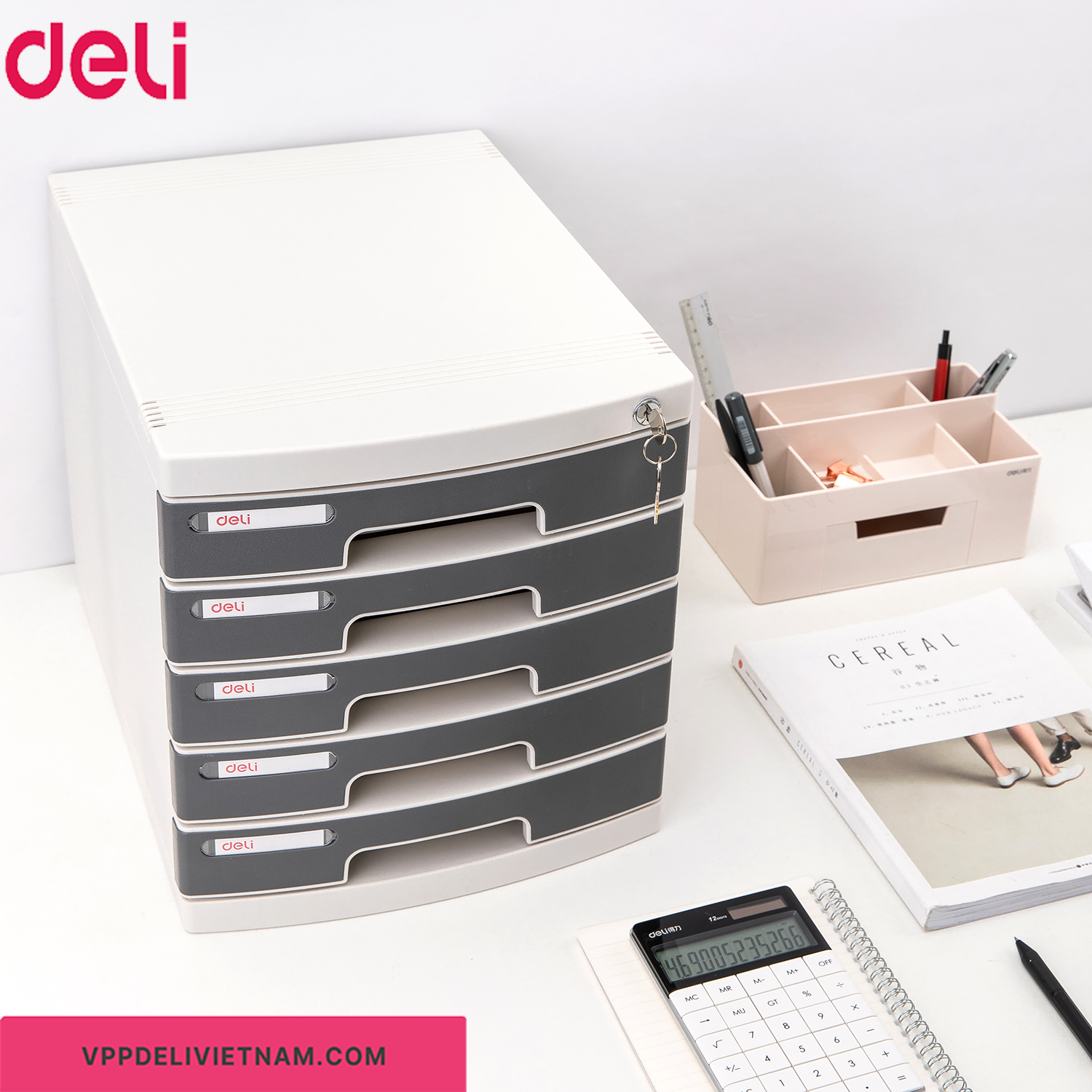 Tủ đựng hồ sơ 5 ngăn Deli E8855 có khóa - Ảnh 5