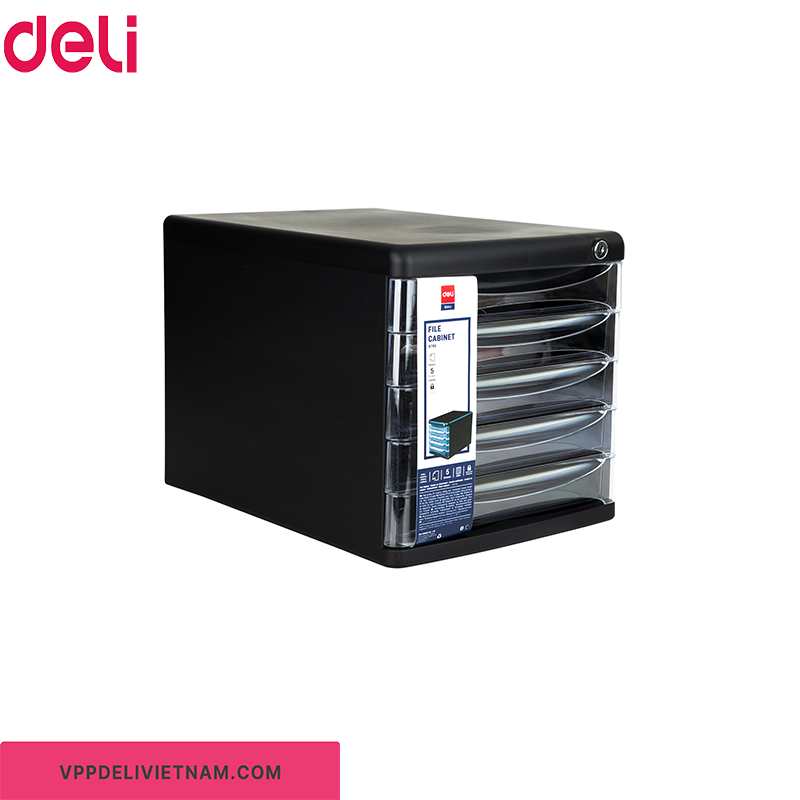 Tủ nhựa đựng tài liệu 5 ngăn Deli E9795 Xám-Đen - Ảnh 4