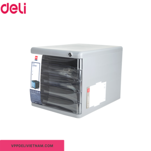 Tủ nhựa đựng tài liệu 5 ngăn Deli E9795 Xám-Đen